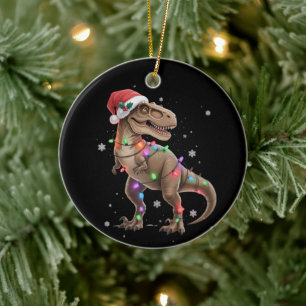 Dinosaurus T-rex Boom Kerstmis Xmas Huisdier Dino Keramisch Ornament