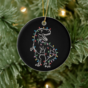 Dinosaurus T-rex Boom Kerstmis Xmas Huisdier Dino Keramisch Ornament