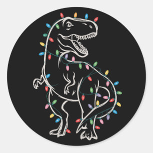 Dinosaurus T-rex Boom Kerstmis Xmas Huisdier Dino  Ronde Sticker