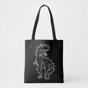 Dinosaurus T-rex Boom Kerstmis Xmas Huisdier Dino  Tote Bag