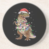 Dinosaurus T-rex Boom Kersttrui Xmas Dino Zandsteen Onderzetter (Voorkant)