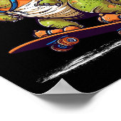 Dinosaurus T Rex Cool Skateboarden Dinosaurus Skat Poster (Hoek)