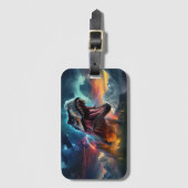 Dinosaurus T-Rex Dino Stormy Mountains Bagagelabel (Voorkant (verticaal))