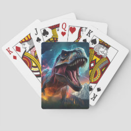 Dinosaurus T-Rex Dino Stormy Mountains Pokerkaarten
