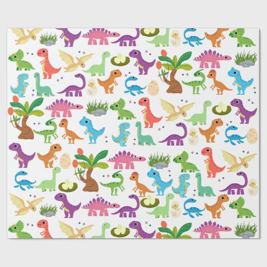 Dinosaurus T-Rex Dino Verjaardagscadeau Cadeaupapier (Vlak)