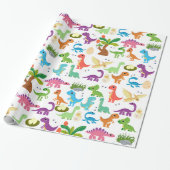 Dinosaurus T-Rex Dino Verjaardagscadeau Cadeaupapier (Uitgerold)