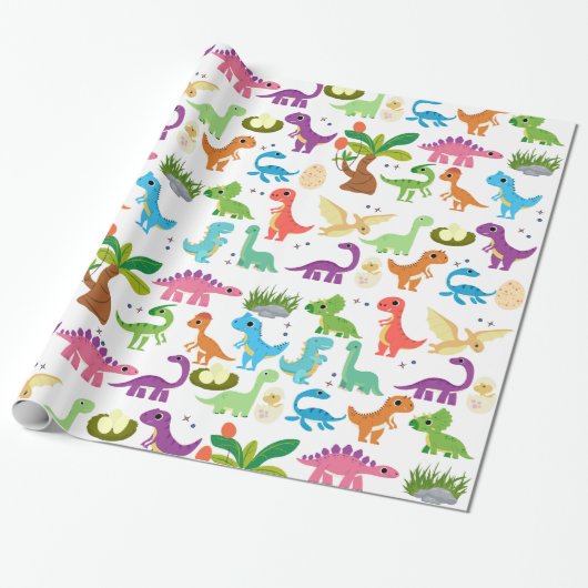 Dinosaurus T-Rex Dino Verjaardagscadeau Cadeaupapier (Uitgerold)