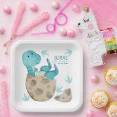 Dinosaurus T-Rex Ei Broedertje Baby shower Papieren Bordje (Feest)