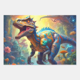Dinosaurus T-Rex Fantasy World Inpakpapier Vel