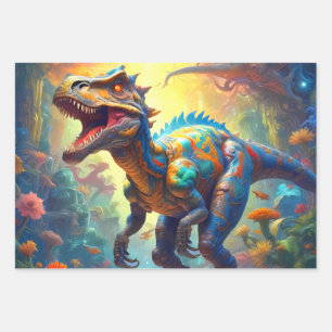 Dinosaurus T-Rex Fantasy World Inpakpapier Vel