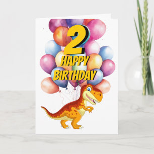 Dinosaurus T Rex Gold 2e Verjaardagsballonnen Kaar Kaart