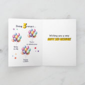 Dinosaurus T Rex Gold 3e Verjaardagsballonnen Kaar Kaart (Binnen)