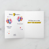 Dinosaurus T Rex Gold 9e Verjaardagsballonnen Kaar Kaart (Binnen)