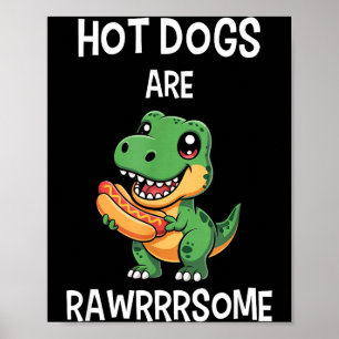 Dinosaurus T Rex Hot Dog T-shirt Grappige Hot Dogs Poster