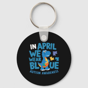 Dinosaurus T-rex In april dragen we blauw Autisme Sleutelhanger