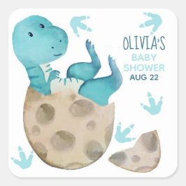 Dinosaurus T Rex Jongen Baby Shower Vierkante Sticker