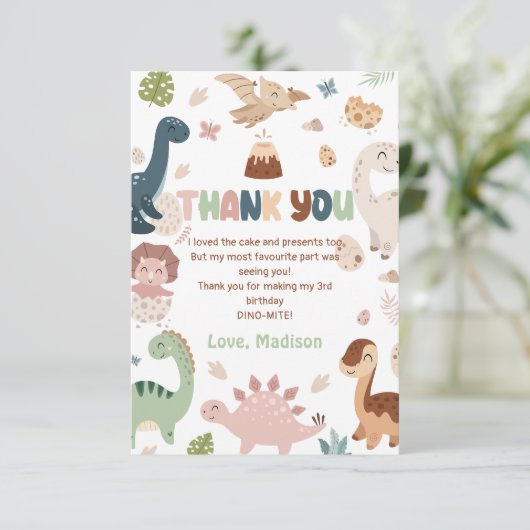 Dinosaurus T-Rex Jongen Verjaardag Bedankt Kaart (Staand voorkant)