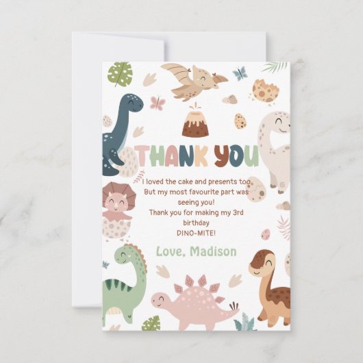 Dinosaurus T-Rex Jongen Verjaardag Dank u Kaart (Voorkant)