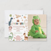 Dinosaurus T-Rex Jongen Verjaardag Foto Bedankt Ka (Voorkant)