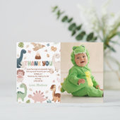 Dinosaurus T-Rex Jongen Verjaardag Foto Bedankt Ka (Staand voorkant)