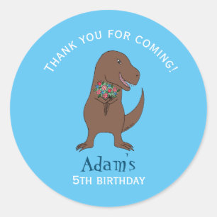 Dinosaurus T-Rex Jongen Verjaardagsfeestje cadeau Ronde Sticker