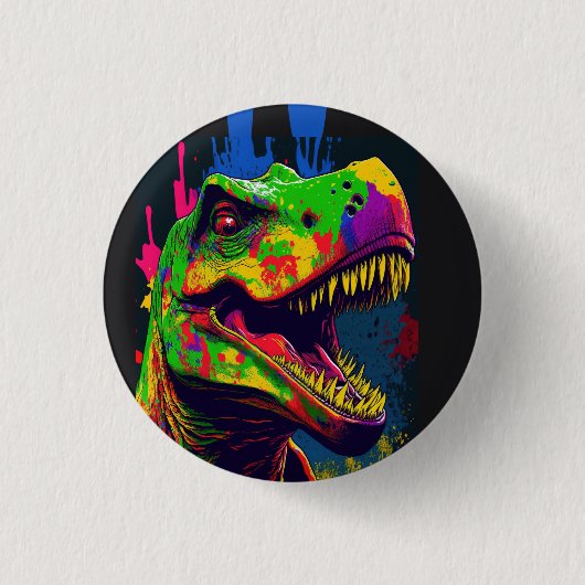 Dinosaurus T Rex Jurassic Kleurrijk Ronde Button 3,2 Cm (Voorkant)