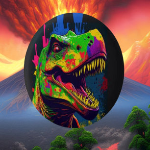 Dinosaurus T Rex Jurassic Kleurrijk Ronde Button 3,2 Cm