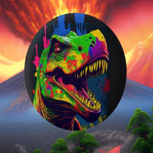 Dinosaurus T Rex Jurassic Kleurrijk Ronde Button 3,2 Cm