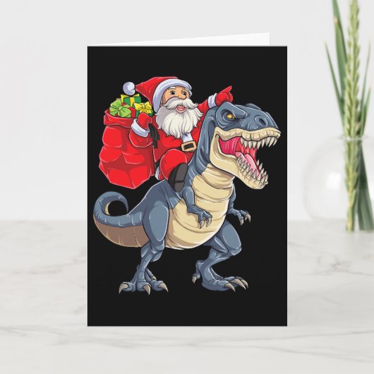 Dinosaurus T Rex Kerstman Kerst Santa Jongens Mann Kaart (Voorkant)