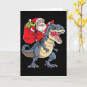 Dinosaurus T Rex Kerstman Kerst Santa Jongens Mann Kaart (Gele Bloem)