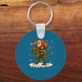 Dinosaurus T Rex Kerstman Kerst Santa Jongens Mann Sleutelhanger (Voorkant)
