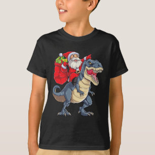 Dinosaurus T Rex Kerstman Kerst Santa Jongens Mann T-shirt
