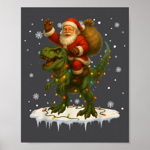 Dinosaurus T Rex Kerstman Santa Jongens Mannen Vro Poster