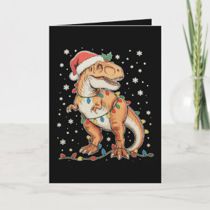 Dinosaurus T Rex Kerstmis Dino Kerstverlichting Va Feestdagen Kaart
