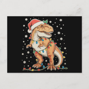 Dinosaurus T Rex Kerstmis Dino Kerstverlichting Va Feestdagenkaart