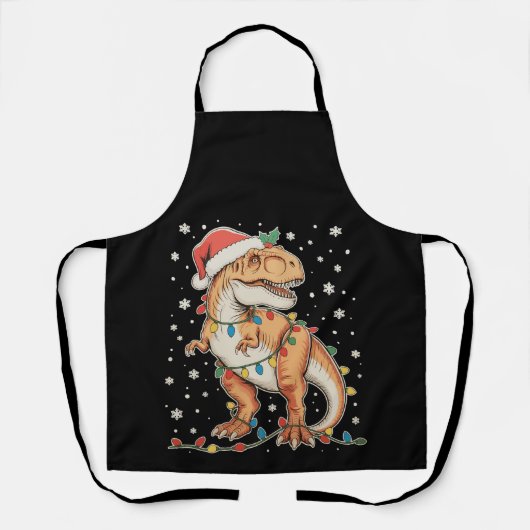 Dinosaurus T Rex Kerstmis Dinosaurus Kerstlichten  Schort (Voorkant)