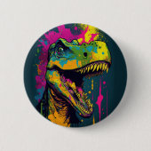 Dinosaurus T Rex Kleurrijk Ronde Button 5,7 Cm (Voorkant)