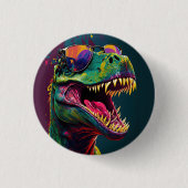 Dinosaurus T Rex Kleurrijke Koele Partij Ronde Button 3,2 Cm (Voorkant)