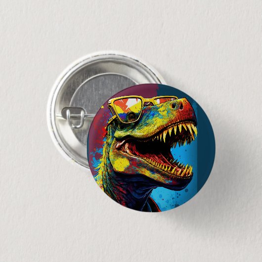 Dinosaurus T Rex Kleurrijke Partij Ronde Button 3,2 Cm (Voorkant /achterkant)