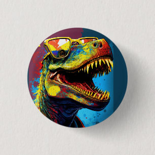 Dinosaurus T Rex Kleurrijke Partij Ronde Button 3,2 Cm
