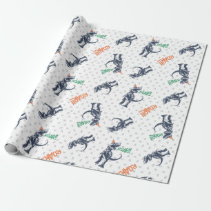 Dinosaurus T-Rex met Feesthoed Verjaardagsfeestje Cadeaupapier