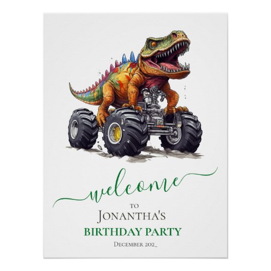 Dinosaurus T-Rex Monster Truck, Perfect Poster (Voorkant)