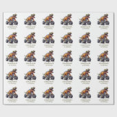 Dinosaurus T-Rex Monster Trucks Cadeaupapier (Vlak)