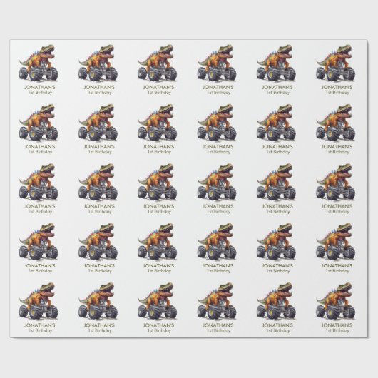 Dinosaurus T-Rex Monster Trucks Cadeaupapier (Vlak)