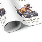 Dinosaurus T-Rex Monster Trucks Cadeaupapier (Rol Hoek)