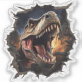 Dinosaurus T-Rex Muur Uitbraak Die Cut Decal Sticker (Voorkant)