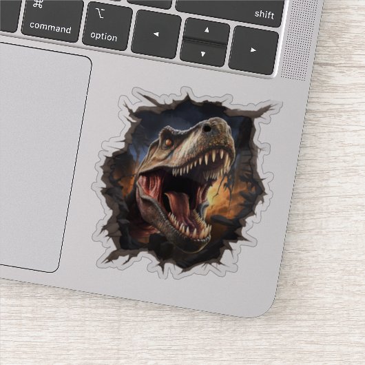 Dinosaurus T-Rex Muur Uitbraak Die Cut Decal Sticker (Detail)