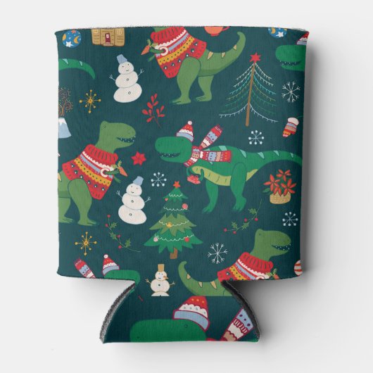 Dinosaurus T-Rex: Nieuwjaar. Blikjeskoeler (Voorkant)