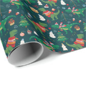 Dinosaurus T-Rex: Nieuwjaar. Cadeaupapier (Rol Hoek)