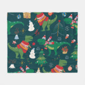 Dinosaurus T-Rex: Nieuwjaar. Fleece Deken (Voorkant (Horizontaal))